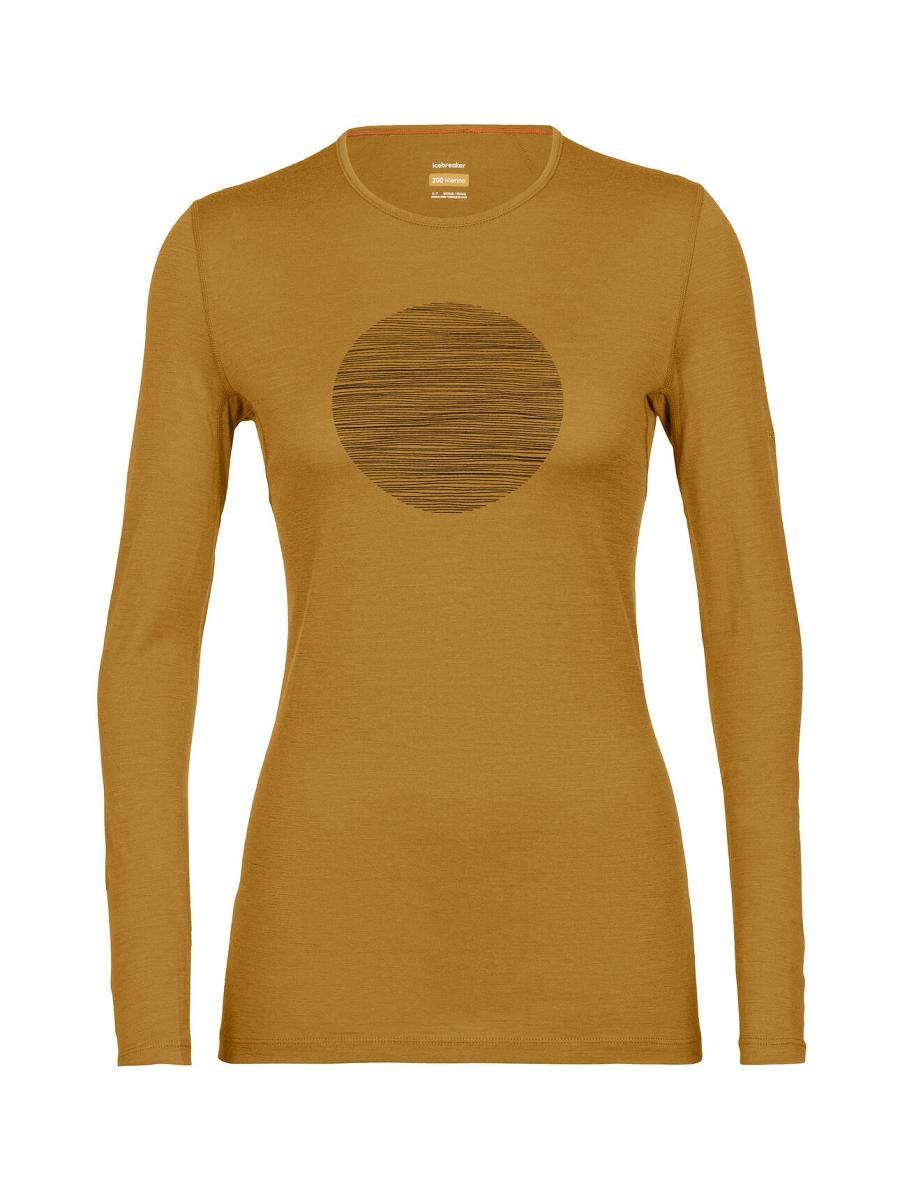 Clove Women's Icebreaker Merino 200 Oasis Long Sleeve Crewe Ski Circle Base Layers | USA 1835SGLO